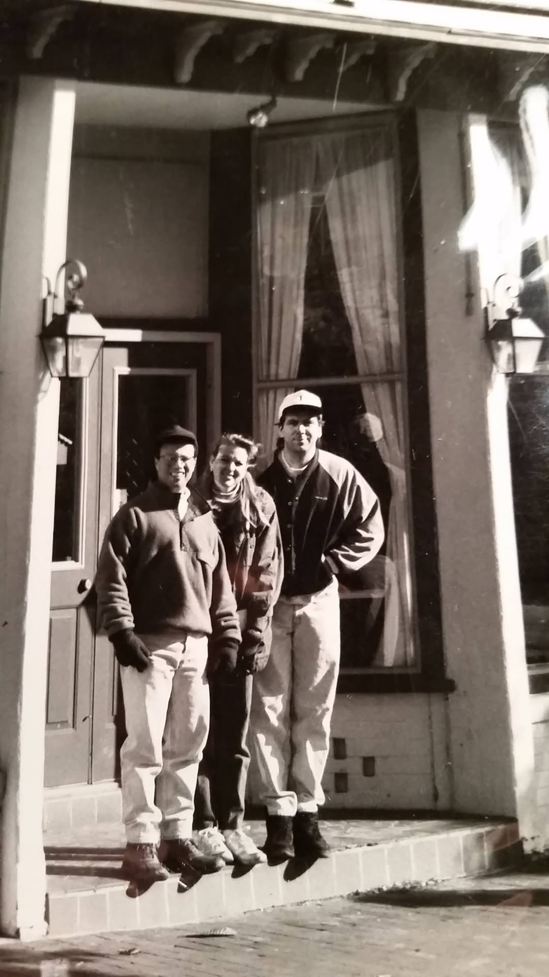 Rick, Katy, and Brian in front of Waterman's Grill, 1996